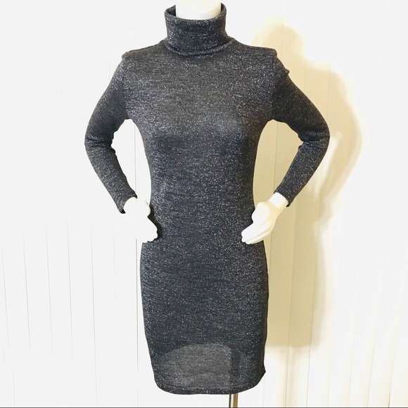silver turtleneck dress